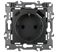Розетка с заземлением и со шторкой и 2хUSB, без рамки Эра Эра 12 12-4108-12