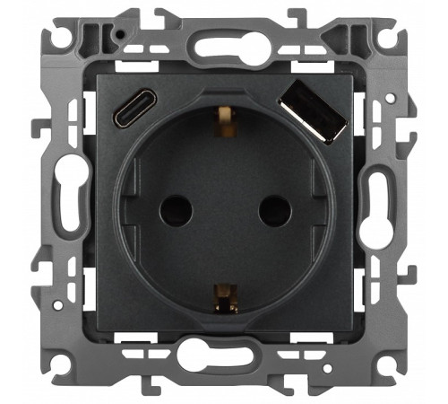 Розетка с заземлением и со шторкой и 2хUSB, без рамки Эра Эра 12 12-4108-12