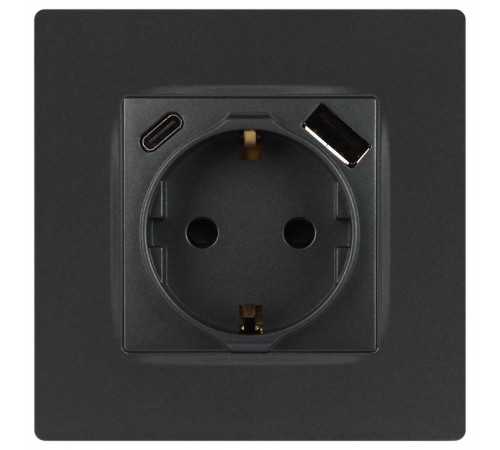 Розетка с заземлением и со шторкой и 2хUSB, без рамки Эра Эра 12 12-4108-12