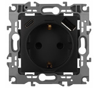 Розетка с заземлением и со шторкой и 2хUSB, без рамки Эра Эра 12 12-4108-05