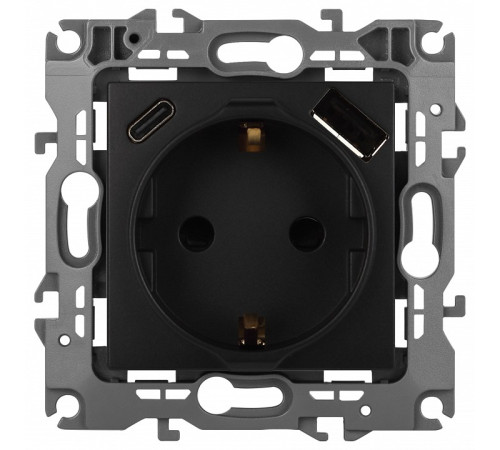 Розетка с заземлением и со шторкой и 2хUSB, без рамки Эра Эра 12 12-4108-05