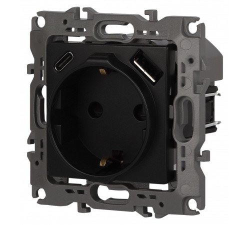 Розетка с заземлением и со шторкой и 2хUSB, без рамки Эра Эра 12 12-4108-05