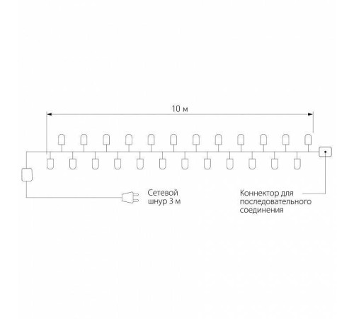 Гирлянда Нить Eurosvet 10м 100LED белая IP65 400-101