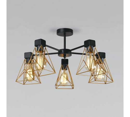 Люстра на штанге Eurosvet Trappola 70107/5 черный/латунь
