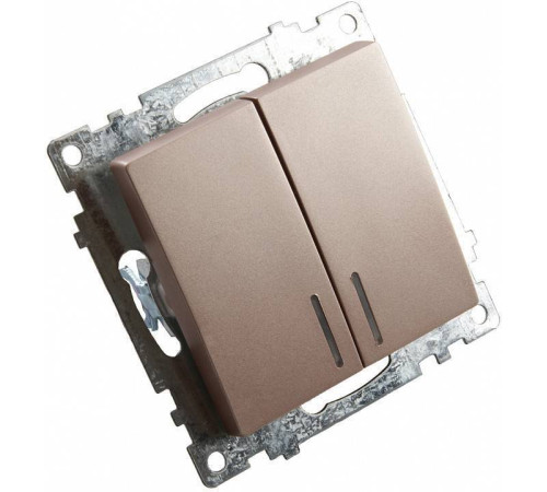 Выключатель двухклавишный с подсветкой без рамки Stekker Катрин 39593