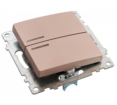 Выключатель двухклавишный с подсветкой без рамки Stekker Катрин 39593