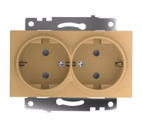 Розетка двойная с заземлением и со шторкой, без рамки Stekker Катрин 49226