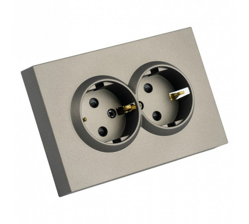 Розетка двойная с заземлением и со шторкой, без рамки Stekker RST16-5114-09 49934