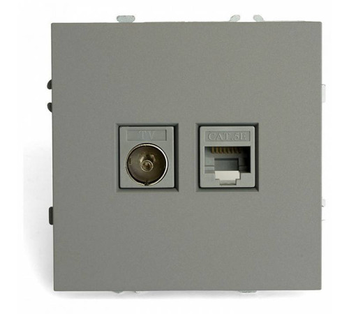 ТВ-розетка и розетка Ethernet RJ-45 без рамки Stekker Эмили 49950