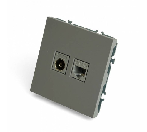 ТВ-розетка и розетка Ethernet RJ-45 без рамки Stekker Эмили 49950