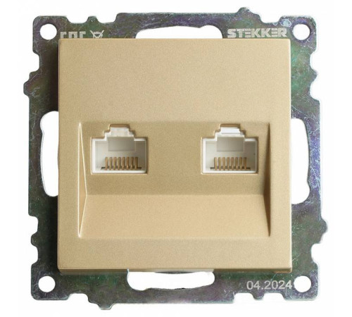 Розетка двойная Ethernet RJ-45 без рамки Stekker Катрин 50009
