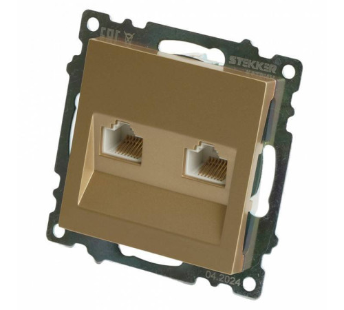 Розетка двойная Ethernet RJ-45 без рамки Stekker Катрин 50009