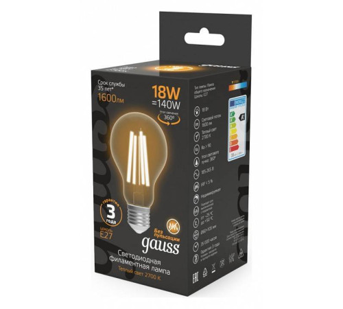 Лампа светодиодная Gauss Filament E27 18Вт 2700K 102902118