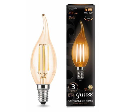 Лампа светодиодная Gauss E14 5 Вт 2700 K филаментная 104801005