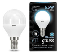 Лампа светодиодная Gauss LED Globe E14 6.5Вт 4100K 105101207