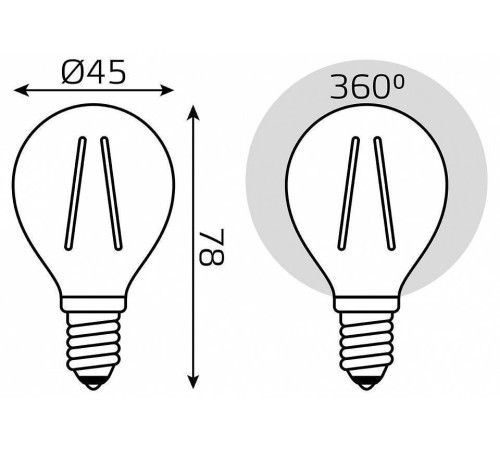Набор ламп светодиодных Gauss Filament E14 7Вт 4100K 105901207T