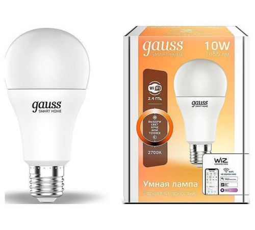 Лампа светодиодная с управлением через Wi-Fi Gauss Smart Home E27 10Вт 2700K 1070112