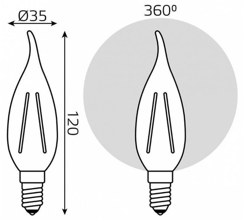 Лампа светодиодная Gauss Filament Elementary E14 12Вт 4100K 42122