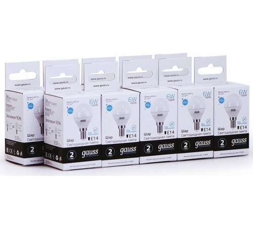 Лампа светодиодная Gauss LED Elementary Globe E14 6Вт 4100K 53126