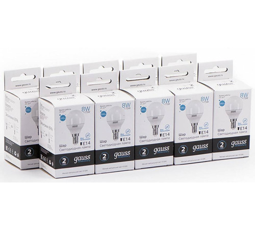 Лампа светодиодная Gauss LED Elementary Globe E14 8Вт 4100K 53128