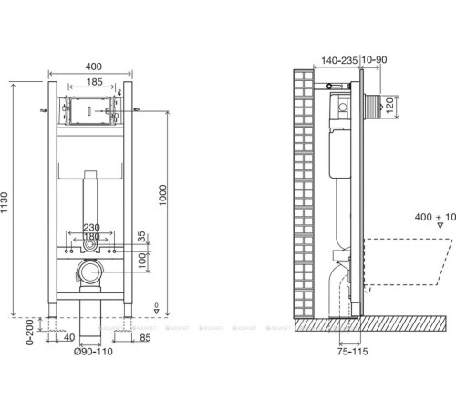 Инсталляция для унитаза Jacob Delafon 400 мм 3/6 л E33131RU-NF