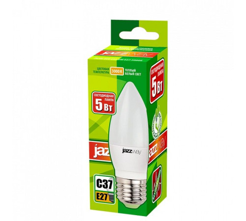 Лампа светодиодная Jazzway PLED-ECO-C37 5w E27 3000K