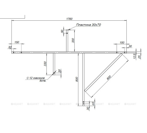 Каркас для ванны сварной Aquanet Capri 160x100 см 00243003