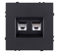 Розетка двойная Ethernet RJ-45 и со шторками, без рамки Kollinger Eclipse EC-018BK