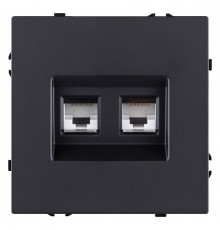 Розетка двойная Ethernet RJ-45 и со шторками, без рамки Kollinger Eclipse EC-018BK