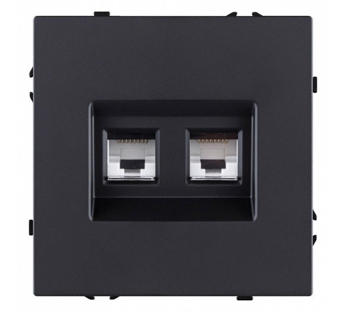 Розетка двойная Ethernet RJ-45 и со шторками, без рамки Kollinger Eclipse EC-018BK