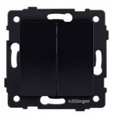 Выключатель проходной двухклавишный без рамки Kollinger  REA-R-009BK