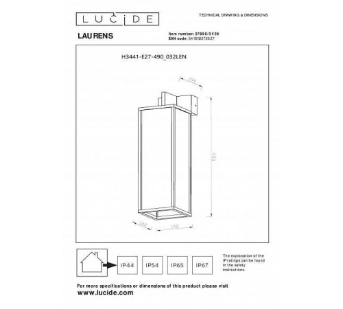 Светильник на штанге Lucide Laurens 27806/01/30