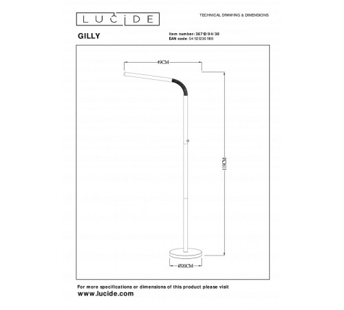 Торшер Lucide Gilly 36712/04/30
