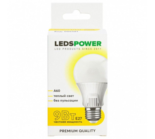 Лампа светодиодная LEDS POWER A60 006581