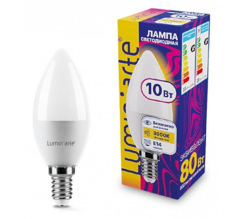 Лампа светодиодная Luminarte E14 10Вт 3000K LSTD-C37-10W3KE14
