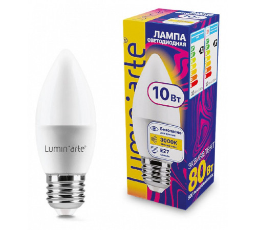 Лампа светодиодная Luminarte E27 10Вт 3000K LSTD-C37-10W3KE27
