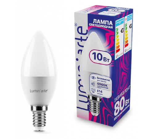 Лампа светодиодная Luminarte E14 10Вт 4000K LSTD-C37-10W4KE14