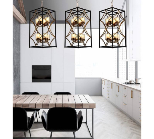 Подвесная люстра Lumina Deco Quadrato LDP 1223-8 BK+MD