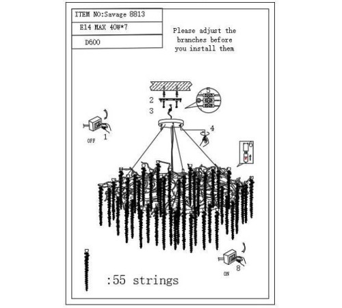 Подвесная люстра iLamp Savage 8813-D600 GD