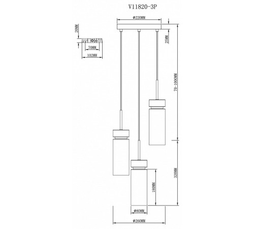 Подвесной светильник Moderli Almero V11820-3P