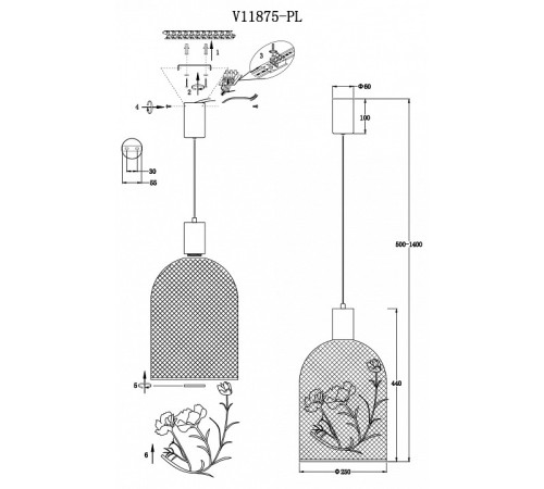 Подвесной светильник Moderli Ophelia V11875-PL