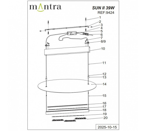 Подвесной светильник Mantra Sun II 9424