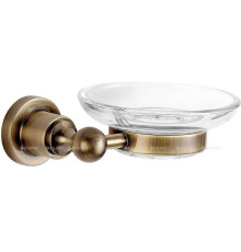Мыльница стеклянная с держателем Aquanet 3885 круглая латунь 3885