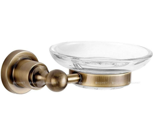 Мыльница стеклянная с держателем Aquanet 3885 круглая латунь 3885