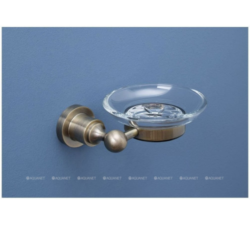 Мыльница стеклянная с держателем Aquanet 3885 круглая латунь 3885