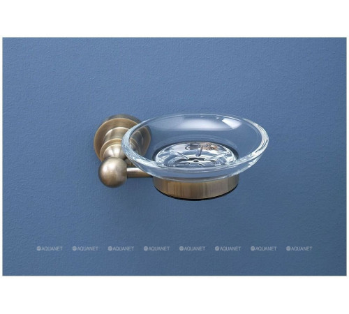 Мыльница стеклянная с держателем Aquanet 3885 круглая латунь 3885