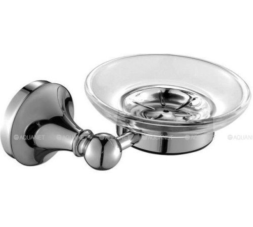 Мыльница Aquanet стеклянная круглая с держателем хром 5585