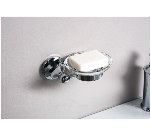 Мыльница Aquanet стеклянная круглая с держателем хром 5585