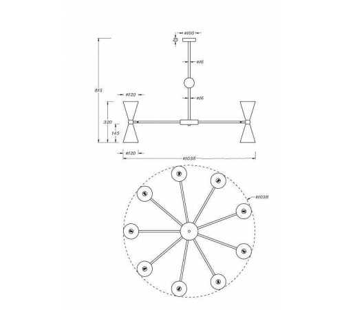 Люстра на штанге Maytoni Vesper MOD108PL-18WG