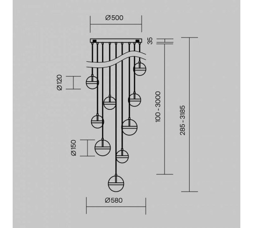 Подвесной светильник Maytoni Area MOD295PL-L120BBS3K